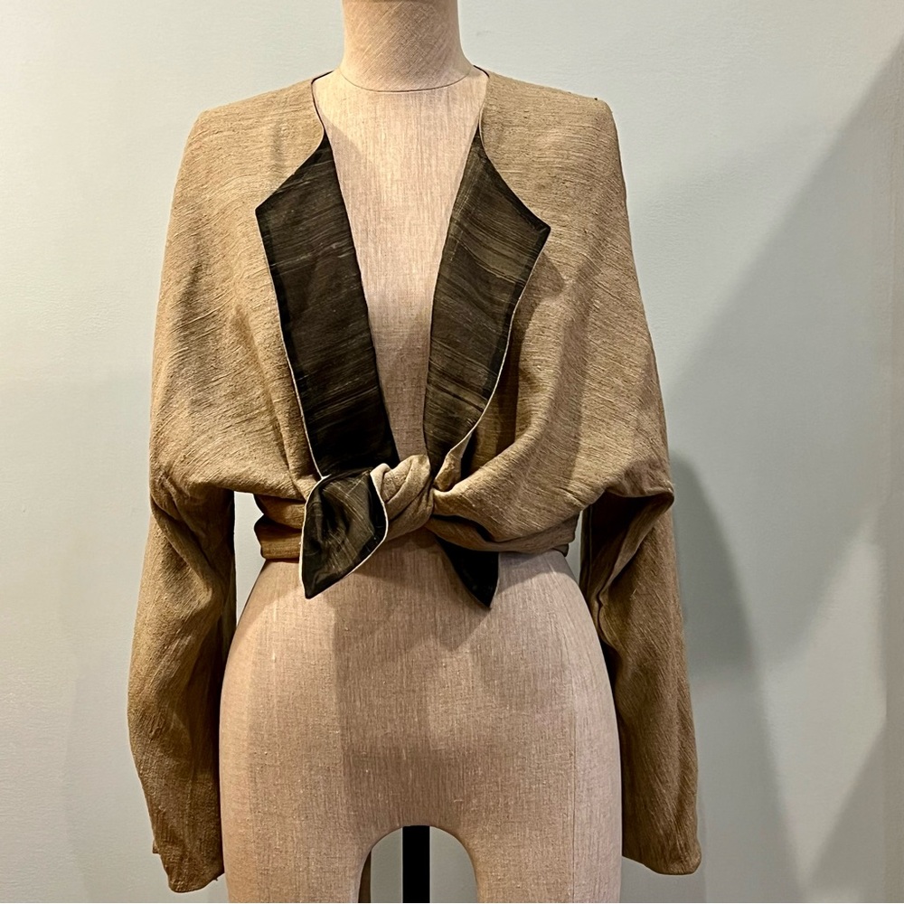 Elegant Tan and Black Women's Jacket